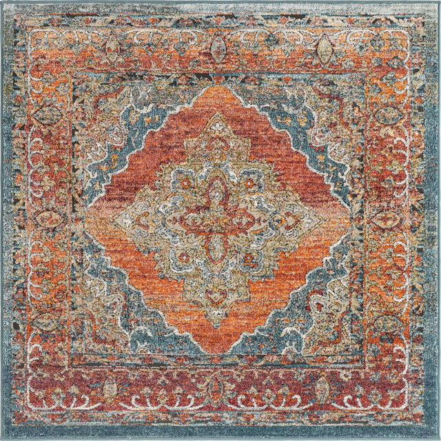 Rust Red 5' 1 x 5' 1 Isabella Square Area Rug Polypropylene & Polyester Traditional Elegant Carpet for Living Rooms, Dining, Office, Dorms for Sale at Rug Engine