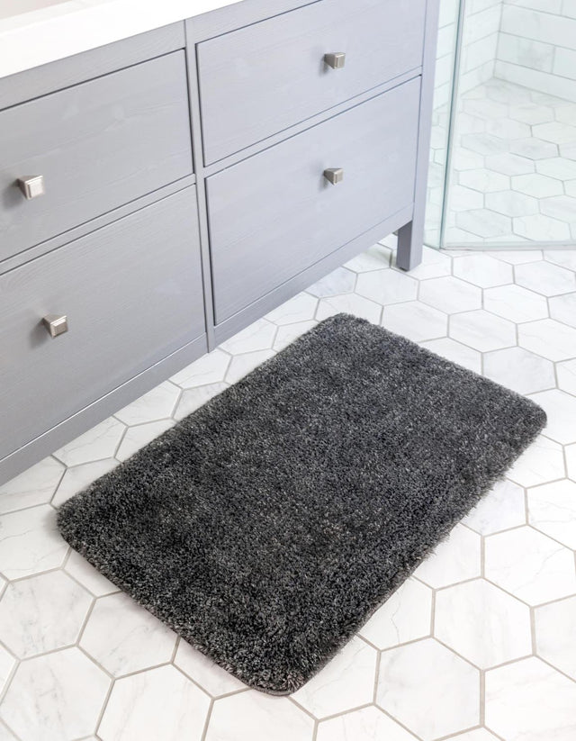 Iron Gray 1' 8 x 2' 7 Bano Luxe Bath Mat Soft & Plush Water Absorbing Accent Area Rug for Sale at Rug Engine