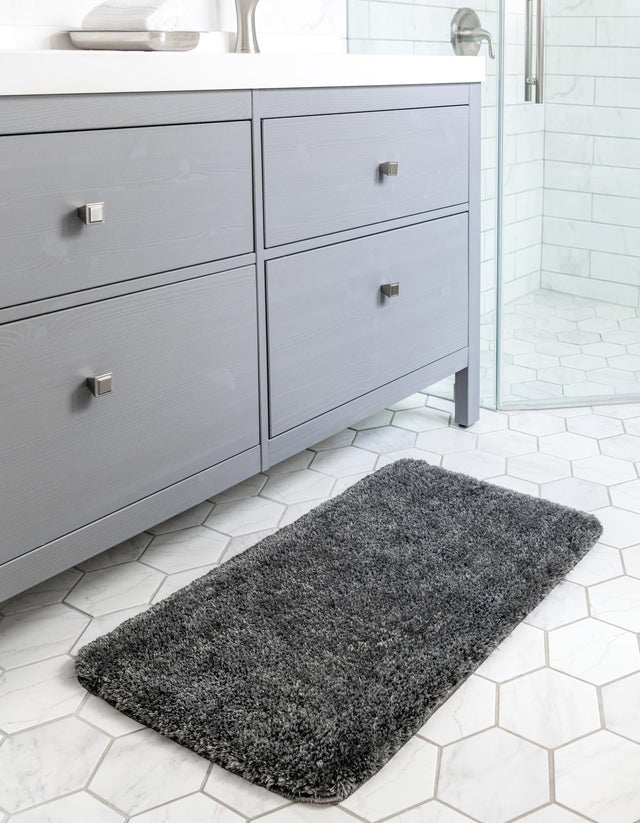Iron Gray 1' 8 x 2' 7 Bano Luxe Bath Mat Soft & Plush Water Absorbing Accent Area Rug for Sale at Rug Engine