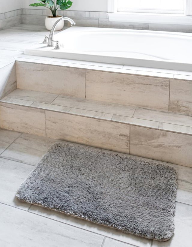 Pewter Gray 1' 8 x 2' 7 Bano Luxe Bath Mat Soft & Plush Water Absorbing Accent Area Rug for Sale at Rug Engine
