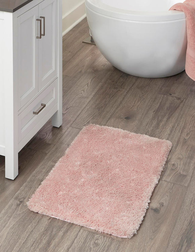 Cotton Candy Pink 1' 8 x 2' 7 Bano Luxe Bath Mat Soft & Plush Water Absorbing Accent Area Rug for Sale at Rug Engine