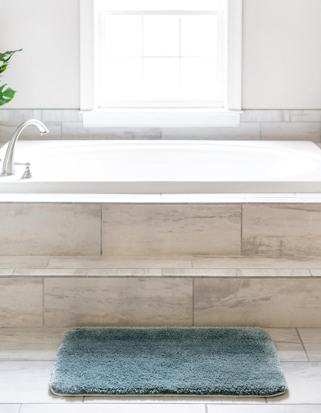 Dusty Blue 1' 8 x 2' 7 Bano Luxe Bath Mat Soft & Plush Water Absorbing Accent Area Rug for Sale at Rug Engine