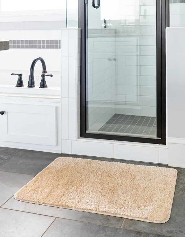 Sandy Beige 1' 8 x 2' 7 Bano Everyday Bath Mat Soft & Plush Water Absorbing Accent Area Rug for Sale at Rug Engine