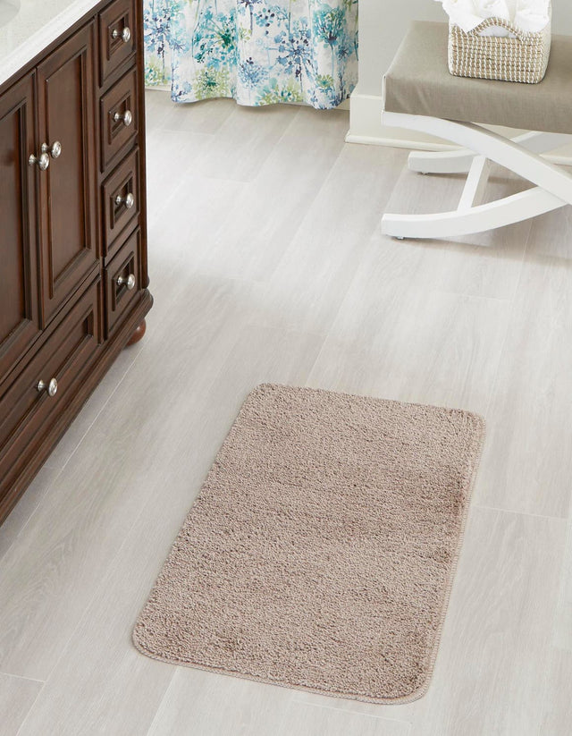 Taupe 1' 8 x 2' 7 Bano Everyday Bath Mat Soft & Plush Water Absorbing Accent Area Rug for Sale at Rug Engine