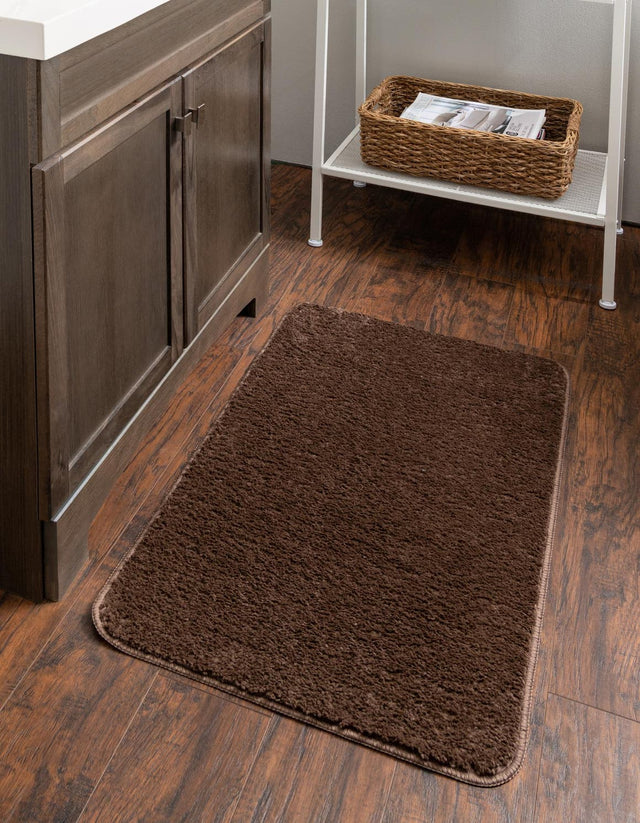 Mocha Brown 1' 8 x 2' 7 Bano Everyday Bath Mat Soft & Plush Water Absorbing Accent Area Rug for Sale at Rug Engine