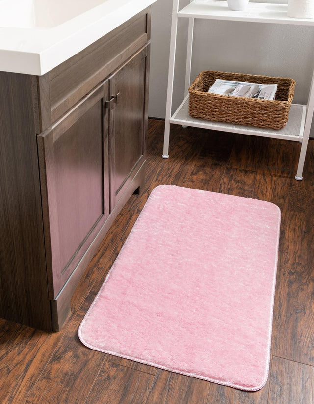 Baby Pink 1' 8 x 2' 7 Bano Everyday Bath Mat Soft & Plush Water Absorbing Accent Area Rug for Sale at Rug Engine