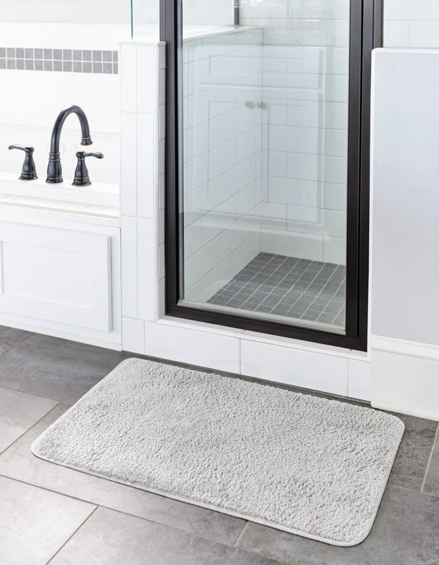 Silver 1' 8 x 2' 7 Bano Everyday Bath Mat Soft & Plush Water Absorbing Accent Area Rug for Sale at Rug Engine