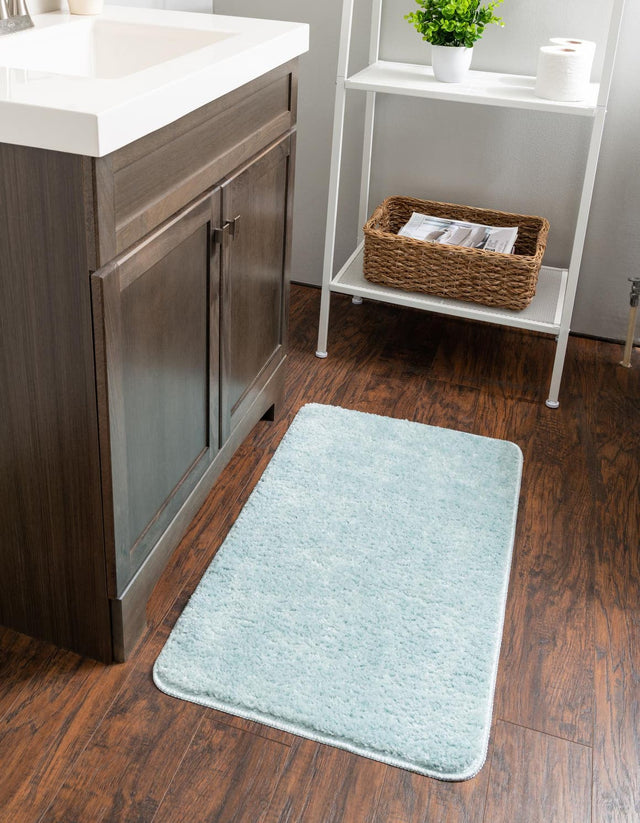 Powder Blue 1' 8 x 2' 7 Bano Everyday Bath Mat Soft & Plush Water Absorbing Accent Area Rug for Sale at Rug Engine