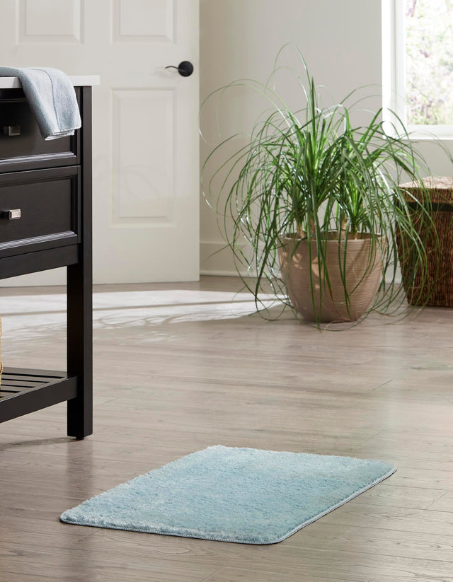 Powder Blue 1' 8 x 2' 7 Bano Everyday Bath Mat Soft & Plush Water Absorbing Accent Area Rug for Sale at Rug Engine