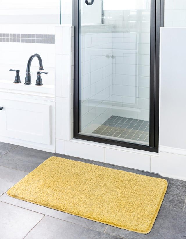 Mustard 1' 8 x 2' 7 Bano Everyday Bath Mat Soft & Plush Water Absorbing Accent Area Rug for Sale at Rug Engine