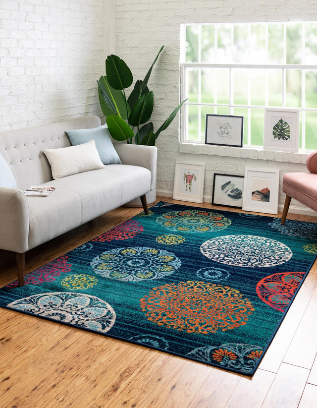 Navy Blue 1' 4 x 1' 4 Azalea Sample Area Rug Colorful 100% Polypropylene Durable Jute Backing Living Dining Room Bedroom Office Modern Decor Carpet for Sale at Rug Engine
