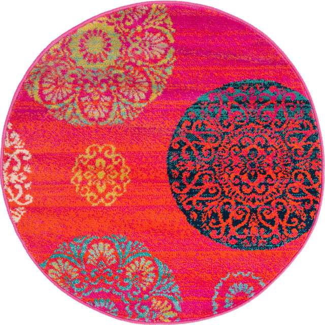 Rust Red 3' x 3' Azalea Round Area Rug Colorful 100% Polypropylene Durable Jute Backing Living Dining Room Bedroom Office Modern Decor Carpet for Sale at Rug Engine