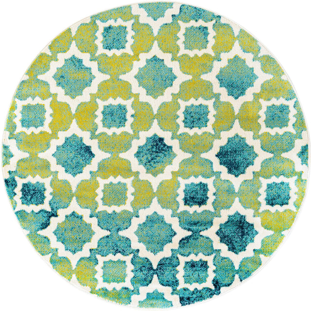 Blue 5' 3 x 5' 3 Azalea Round Area Rug Colorful 100% Polypropylene Durable Jute Backing Living Dining Room Bedroom Office Modern Decor Carpet for Sale at Rug Engine