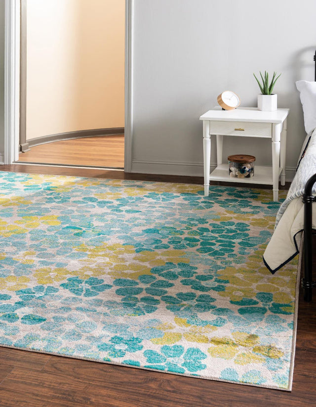 Blue 10' x 10' Azalea Square Area Rug Colorful 100% Polypropylene Durable Jute Backing Living Dining Room Bedroom Office Modern Decor Carpet for Sale at Rug Engine