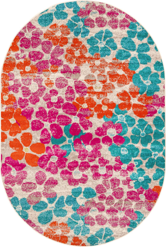 Multicolor 4' x 6' Azalea Oval Area Rug Colorful 100% Polypropylene Durable Jute Backing Living Dining Room Bedroom Office Modern Decor Carpet for Sale at Rug Engine