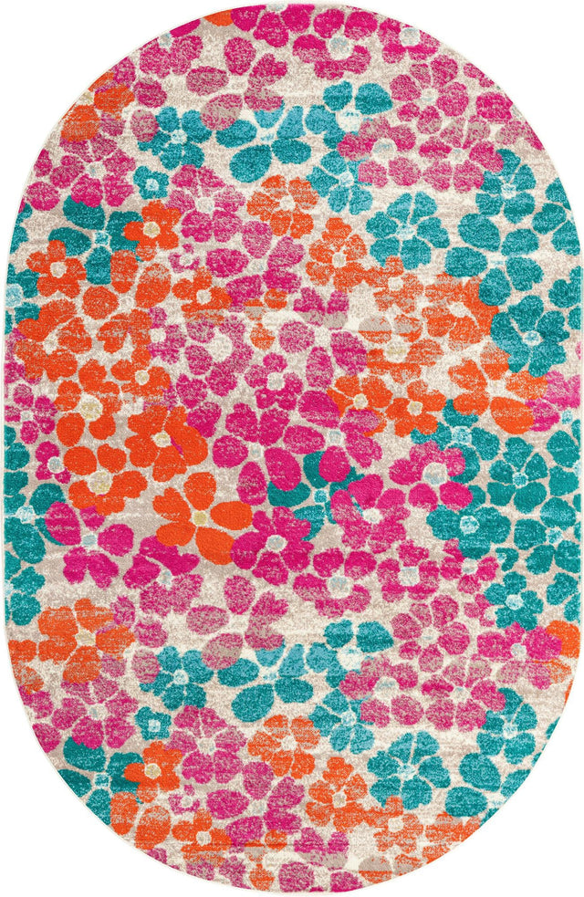 Multicolor 5' 3 x 8' Azalea Oval Area Rug Colorful 100% Polypropylene Durable Jute Backing Living Dining Room Bedroom Office Modern Decor Carpet for Sale at Rug Engine