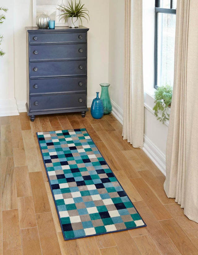 Teal 2' 11 x 12' Azalea Runner Area Rug Colorful 100% Polypropylene Durable Jute Backing Living Dining Room Bedroom Office Modern Decor Carpet for Sale at Rug Engine