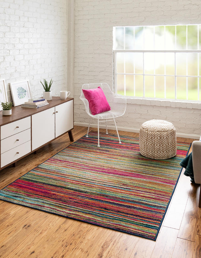 Multicolor 5' 3 x 8' Azalea Rectangle Area Rug Colorful 100% Polypropylene Durable Jute Backing Living Dining Room Bedroom Office Modern Decor Carpet for Sale at Rug Engine