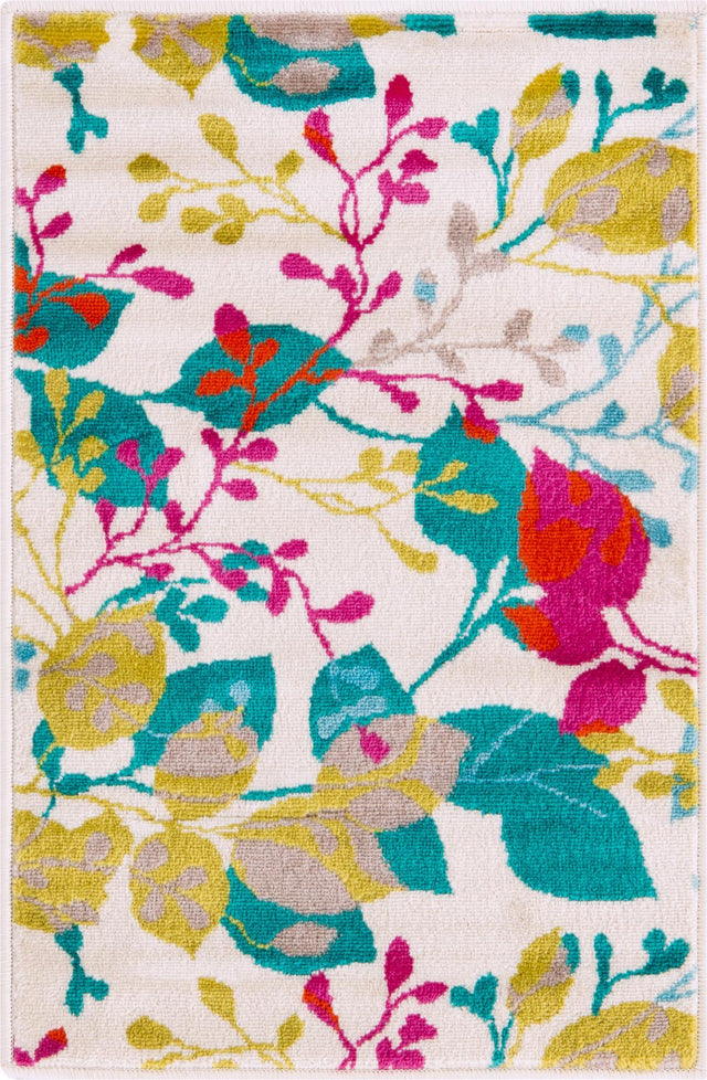Ivory 2' x 3' Azalea Rectangle Area Rug Colorful 100% Polypropylene Durable Jute Backing Living Dining Room Bedroom Office Modern Decor Carpet for Sale at Rug Engine