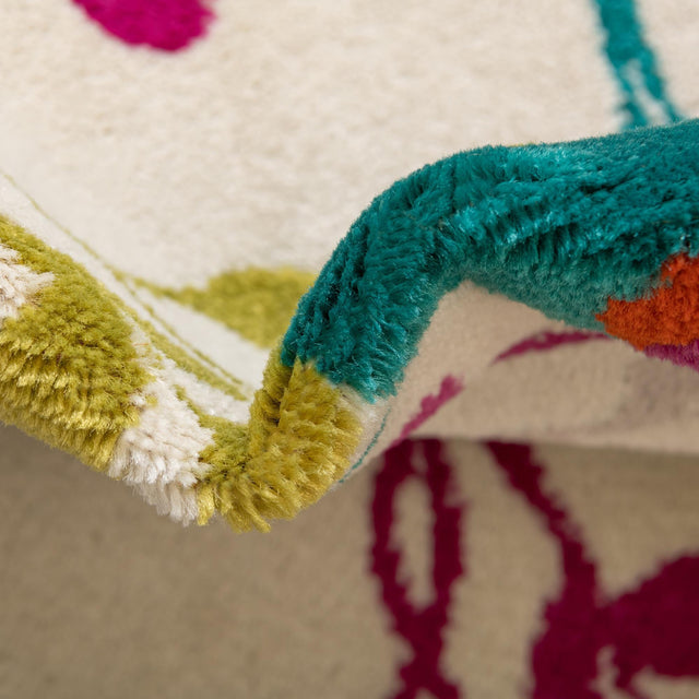 Ivory 3' x 3' Azalea Round Area Rug Colorful 100% Polypropylene Durable Jute Backing Living Dining Room Bedroom Office Modern Decor Carpet for Sale at Rug Engine
