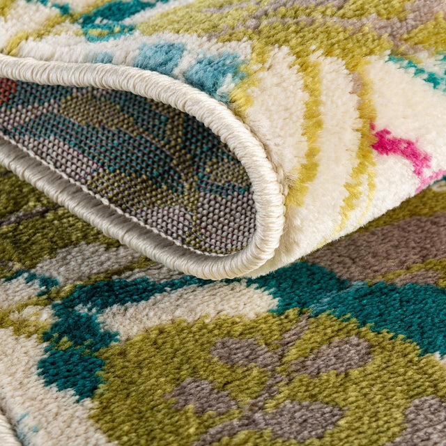 Ivory 2' x 6' Azalea Runner Area Rug Colorful 100% Polypropylene Durable Jute Backing Living Dining Room Bedroom Office Modern Decor Carpet for Sale at Rug Engine