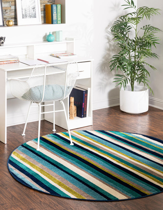 Teal 3' x 3' Azalea Round Area Rug Colorful 100% Polypropylene Durable Jute Backing Living Dining Room Bedroom Office Modern Decor Carpet for Sale at Rug Engine
