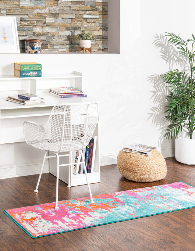 Turquoise 2' 11 x 12' Azalea Runner Area Rug Colorful 100% Polypropylene Durable Jute Backing Living Dining Room Bedroom Office Modern Decor Carpet for Sale at Rug Engine