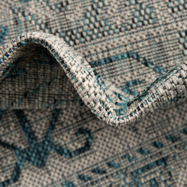 Teal 5' 3 x 8' Outdoor Aztec Rectangle Area Rug Weather Resistant for Patio, Deck, Terrace, Balcony, Porch 100% Polypropylene Traditional Carpet Mat for Sale at Rug Engine