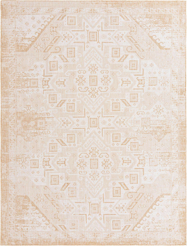Natural 9' x 12' Outdoor Aztec Rectangle Area Rug Weather Resistant for Patio, Deck, Terrace, Balcony, Porch 100% Polypropylene Traditional Carpet Mat for Sale at Rug Engine