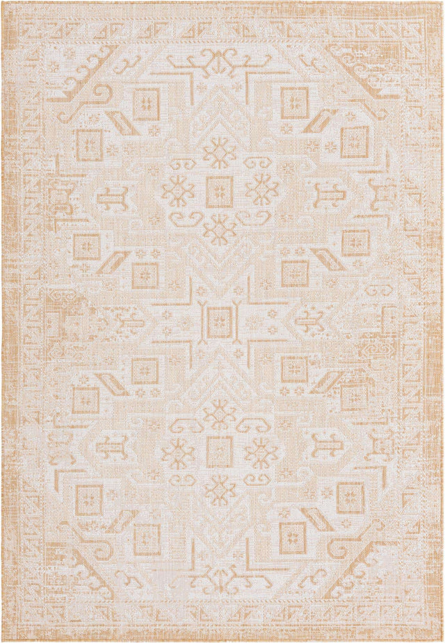 Natural 6' 1 x 9' Outdoor Aztec Rectangle Area Rug Weather Resistant for Patio, Deck, Terrace, Balcony, Porch 100% Polypropylene Traditional Carpet Mat for Sale at Rug Engine