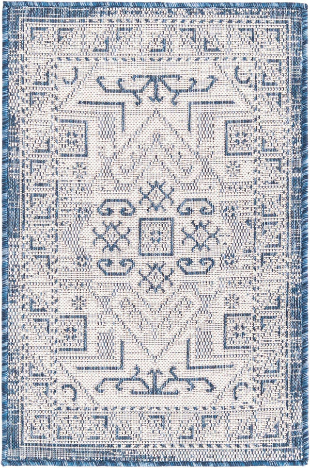 Blue 2' x 3' 1 Outdoor Aztec Rectangle Area Rug Weather Resistant for Patio, Deck, Terrace, Balcony, Porch 100% Polypropylene Traditional Carpet Mat for Sale at Rug Engine