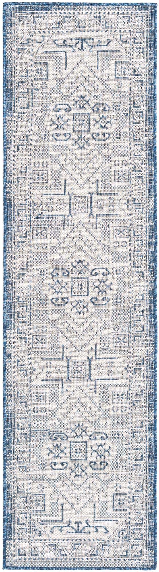 Blue 2' x 8' Outdoor Aztec Runner Area Rug Weather Resistant for Patio, Deck, Terrace, Balcony, Porch 100% Polypropylene Traditional Carpet Mat for Sale at Rug Engine
