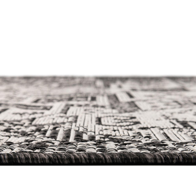 Charcoal Gray 6' 1 x 6' 1 Outdoor Aztec Round Area Rug Weather Resistant for Patio, Deck, Terrace, Balcony, Porch 100% Polypropylene Traditional Carpet Mat for Sale at Rug Engine