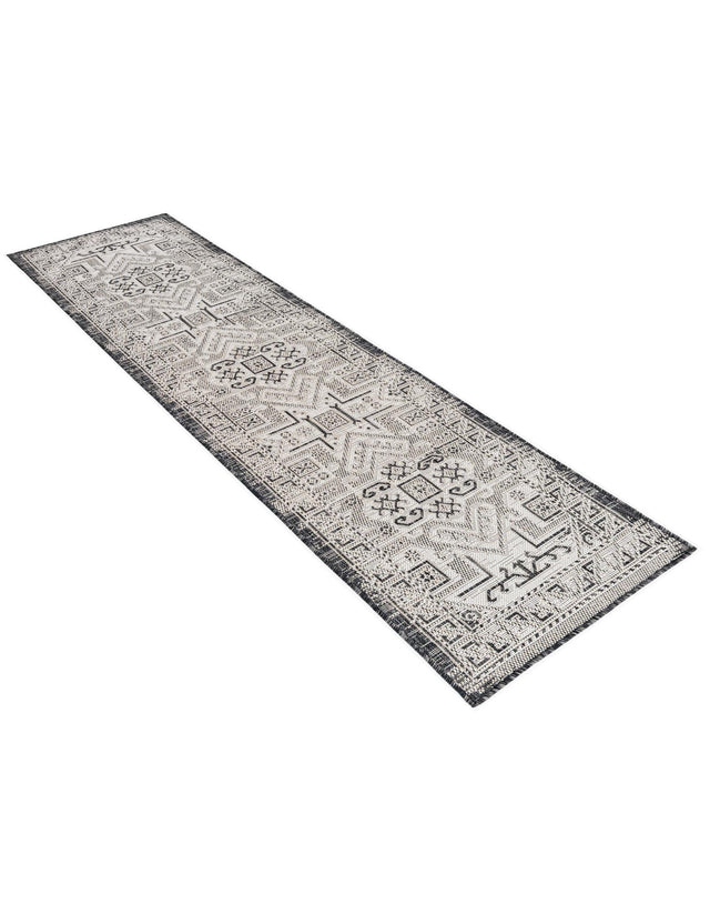 Charcoal Gray 2' x 8' Outdoor Aztec Runner Area Rug Weather Resistant for Patio, Deck, Terrace, Balcony, Porch 100% Polypropylene Traditional Carpet Mat for Sale at Rug Engine