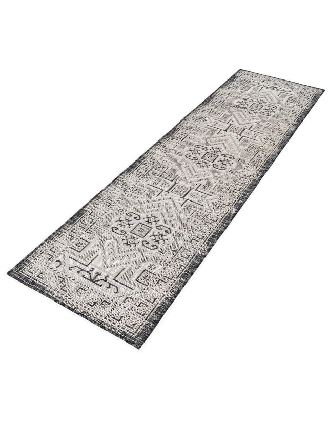 Charcoal Gray 2' x 8' Outdoor Aztec Runner Area Rug Weather Resistant for Patio, Deck, Terrace, Balcony, Porch 100% Polypropylene Traditional Carpet Mat for Sale at Rug Engine