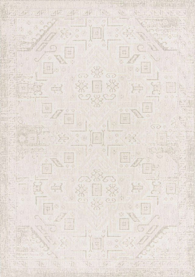 Light Gray 7' 10 x 11' Outdoor Aztec Rectangle Area Rug Weather Resistant for Patio, Deck, Terrace, Balcony, Porch 100% Polypropylene Traditional Carpet Mat for Sale at Rug Engine