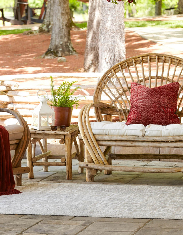 Light Gray 9' x 12' Outdoor Aztec Rectangle Area Rug Weather Resistant for Patio, Deck, Terrace, Balcony, Porch 100% Polypropylene Traditional Carpet Mat for Sale at Rug Engine