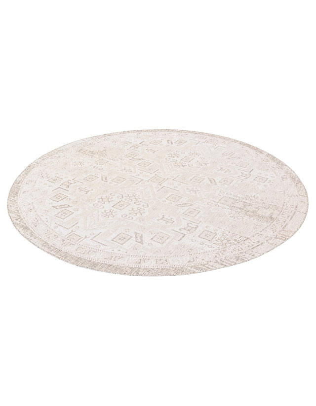 Light Gray 10' x 10' Outdoor Aztec Round Area Rug Weather Resistant for Patio, Deck, Terrace, Balcony, Porch 100% Polypropylene Traditional Carpet Mat for Sale at Rug Engine