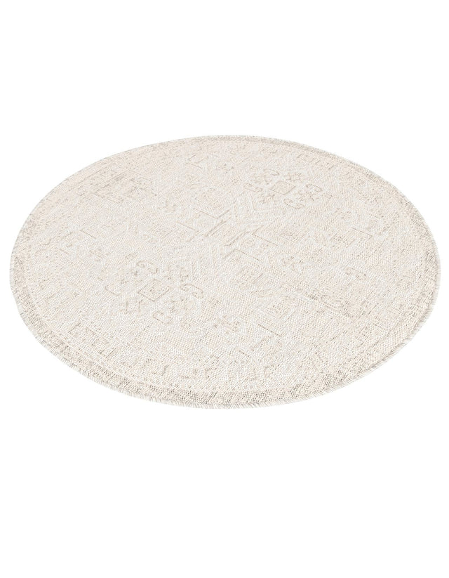 Light Gray 4' 1 x 4' 1 Outdoor Aztec Round Area Rug Weather Resistant for Patio, Deck, Terrace, Balcony, Porch 100% Polypropylene Traditional Carpet Mat for Sale at Rug Engine
