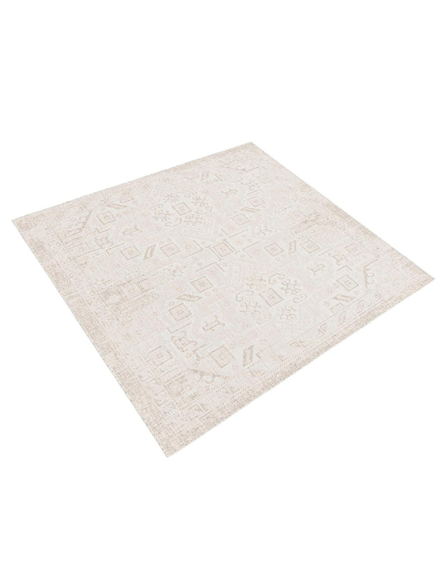 Light Gray 7' 10 x 7' 10 Outdoor Aztec Square Area Rug Weather Resistant for Patio, Deck, Terrace, Balcony, Porch 100% Polypropylene Traditional Carpet Mat for Sale at Rug Engine