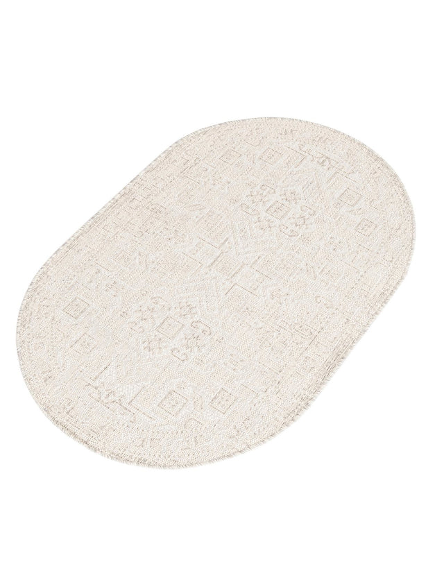 Light Gray 3' 1 x 5' 3 Outdoor Aztec Oval Area Rug Weather Resistant for Patio, Deck, Terrace, Balcony, Porch 100% Polypropylene Traditional Carpet Mat for Sale at Rug Engine