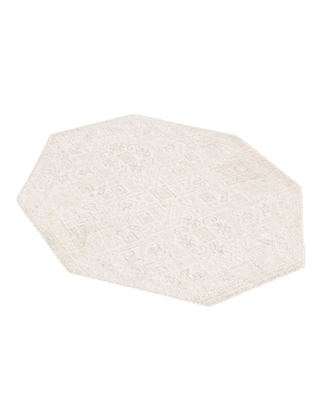 Light Gray 5' 3 x 5' 3 Outdoor Aztec Octagon Area Rug Weather Resistant for Patio, Deck, Terrace, Balcony, Porch 100% Polypropylene Traditional Carpet Mat for Sale at Rug Engine