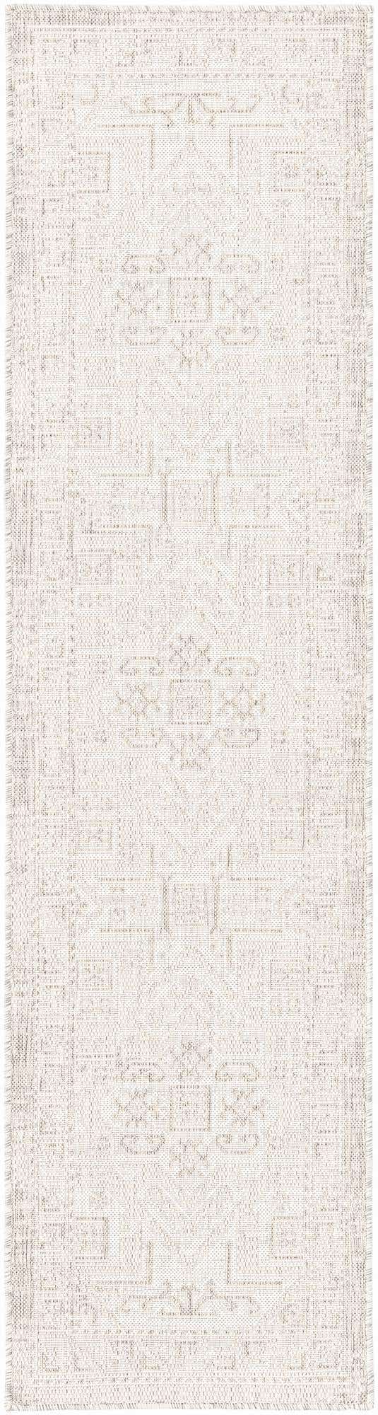 Light Gray 2' x 8' Outdoor Aztec Runner Area Rug Weather Resistant for Patio, Deck, Terrace, Balcony, Porch 100% Polypropylene Traditional Carpet Mat for Sale at Rug Engine