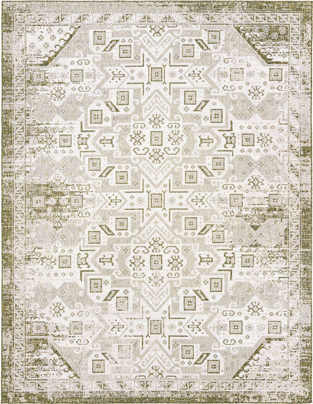 Green 10' x 13' 1 Outdoor Aztec Rectangle Area Rug Weather Resistant for Patio, Deck, Terrace, Balcony, Porch 100% Polypropylene Traditional Carpet Mat for Sale at Rug Engine