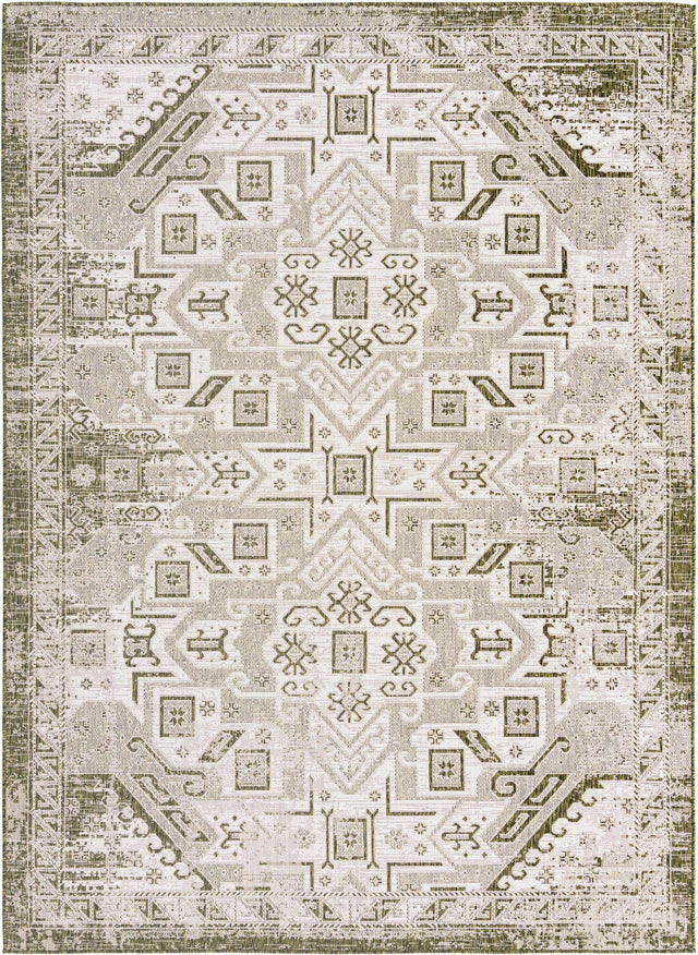 Green 7' 10 x 11' Outdoor Aztec Rectangle Area Rug Weather Resistant for Patio, Deck, Terrace, Balcony, Porch 100% Polypropylene Traditional Carpet Mat for Sale at Rug Engine