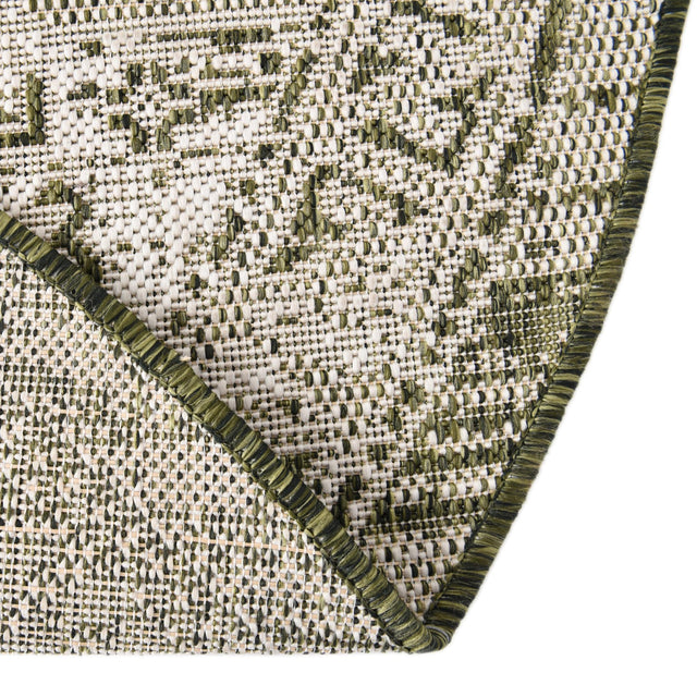 Green 5' 3 x 5' 3 Outdoor Aztec Round Area Rug Weather Resistant for Patio, Deck, Terrace, Balcony, Porch 100% Polypropylene Traditional Carpet Mat for Sale at Rug Engine