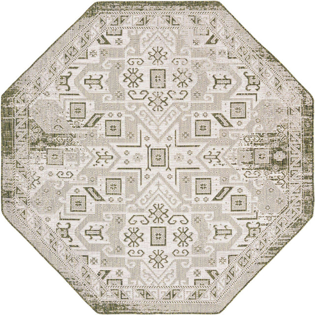 Green 7' 10 x 7' 10 Outdoor Aztec Octagon Area Rug Weather Resistant for Patio, Deck, Terrace, Balcony, Porch 100% Polypropylene Traditional Carpet Mat for Sale at Rug Engine