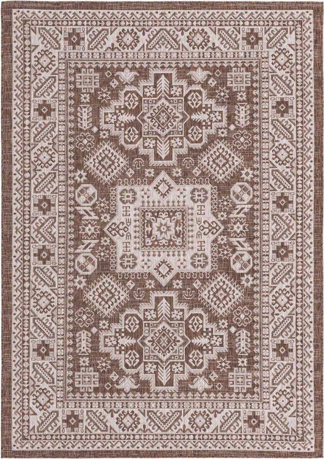 Brown 6' 1 x 9' Outdoor Aztec Rectangle Area Rug Weather Resistant for Patio, Deck, Terrace, Balcony, Porch 100% Polypropylene Traditional Carpet Mat for Sale at Rug Engine