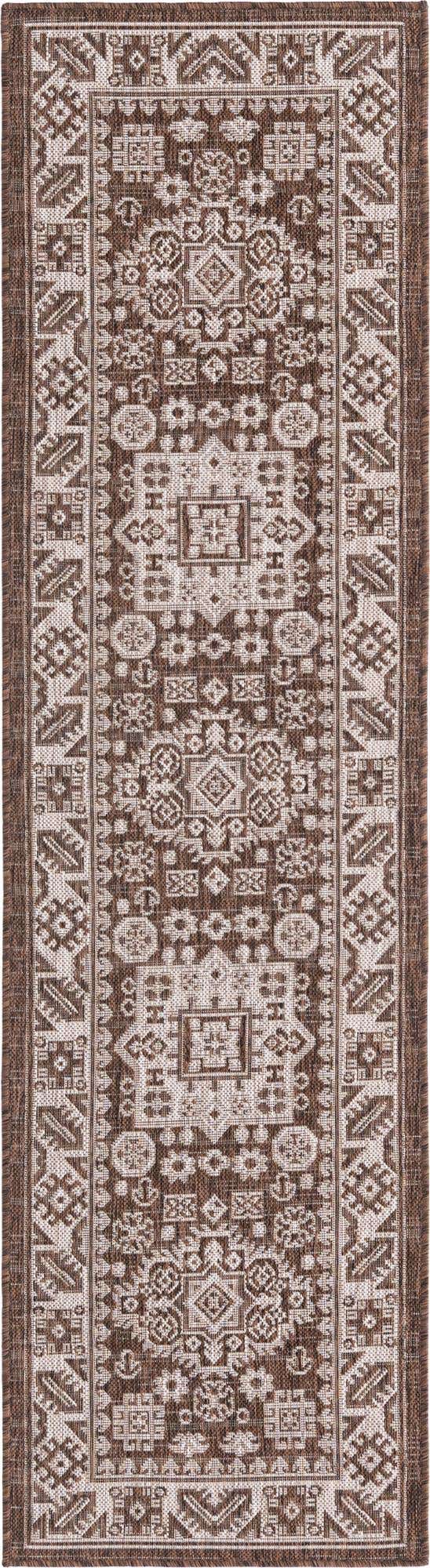 Brown 2' x 8' Outdoor Aztec Runner Area Rug Weather Resistant for Patio, Deck, Terrace, Balcony, Porch 100% Polypropylene Traditional Carpet Mat for Sale at Rug Engine