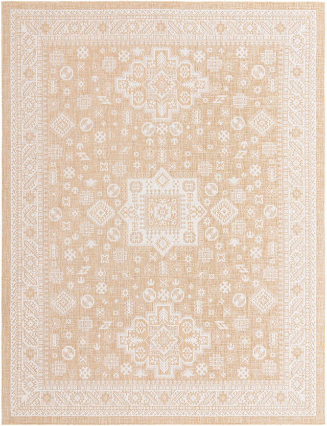 Natural 10' x 13' 1 Outdoor Aztec Rectangle Area Rug Weather Resistant for Patio, Deck, Terrace, Balcony, Porch 100% Polypropylene Traditional Carpet Mat for Sale at Rug Engine